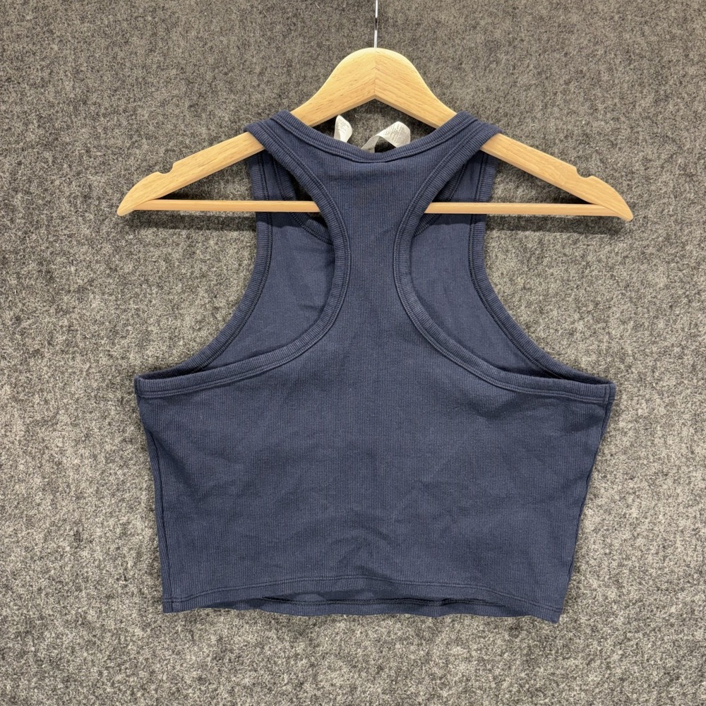 ALO Yoga Aspire Tank Top Womens Large Navy Blue Cotton Rib Athleisure - Picture 5 of 6